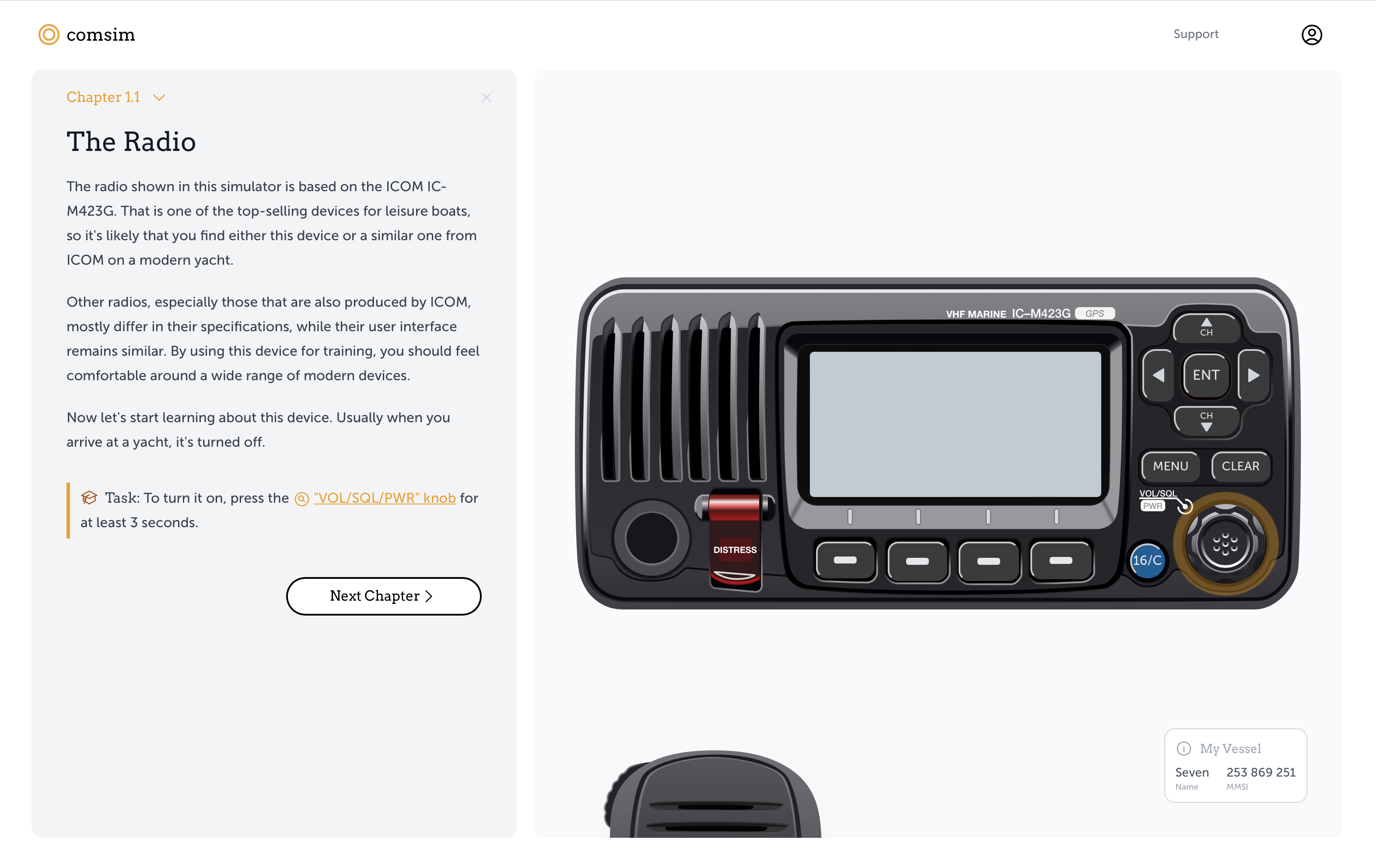 a screenshot of the application, the left side displaying an introductory course